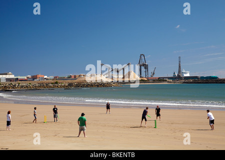 Beach Cricket, Emu Bay and Burnie Port, Burnie, Northern Tasmania, Australia Stock Photo