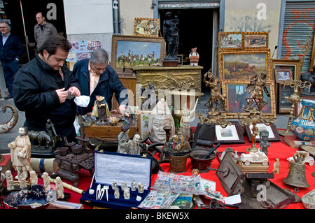 Madrid Spain El Rasto Flea market antique shop Calle Ribera de Curtidores Stock Photo