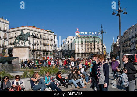 Plaza de la Puerta del Sol old Madrid Spain City Stock Photo