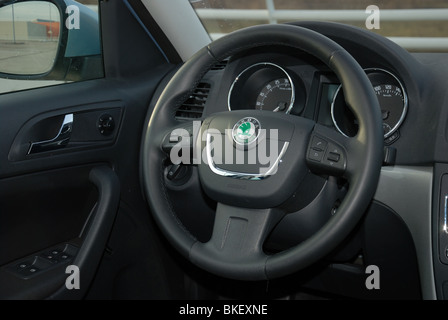 Skoda Yeti 2.0 TDI 4x4 - 2009 - five doors (5D) - Czech popular compact SUV - steering wheel Stock Photo