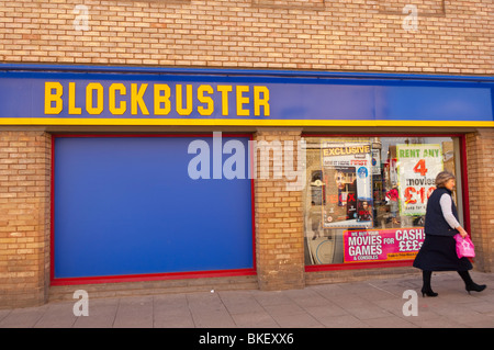 The Blockbuster video and dvd rental shop store in Bury Saint Edmunds , Suffolk , England , Great Britain , UK Stock Photo