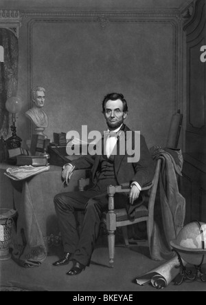 Vintage portrait c1860s of President Abraham Lincoln (1809 - 1865) - the 16th US President and the first to be assassinated. Stock Photo