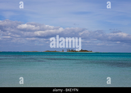 Tropical deserted island in Gillam Bay on Green Turtle Cay. Stock Photo