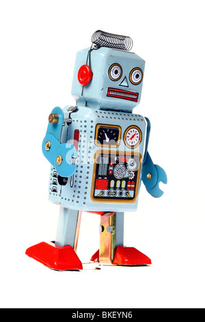 toys, robot consist of metal,  wind-up robot with a key in the back Stock Photo