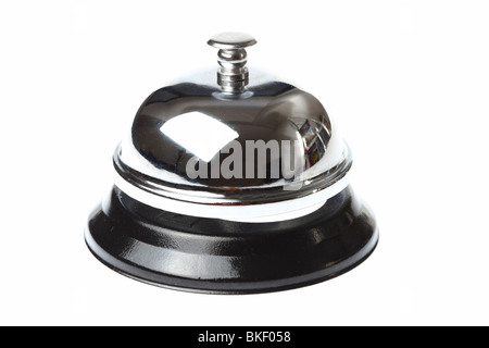 table bell to summon the service staff at the hotel. Restaurant, bar or shop. Stock Photo