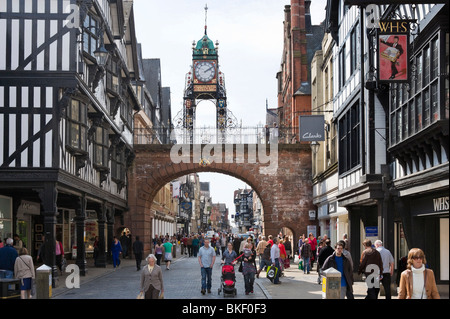 Eastgate Clock tower in the historic centre of Chester, Cheshire, England, UK Stock Photo