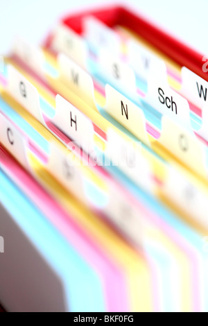 File cards in a box. ABC. in alphabetic order Stock Photo - Alamy