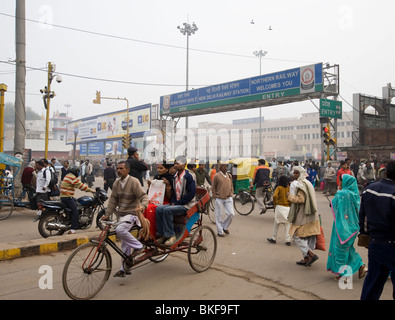 Entrance to New Delhi railway station in India Stock Photo