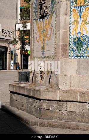 Barcelona drinking fountain off la rambla in old city barri gotic Stock Photo