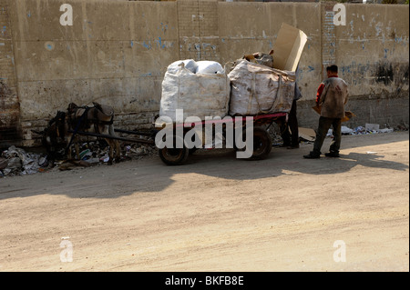 Zabbaleen community , mokkatam hills , cairo , Egypt Stock Photo