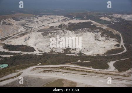 Aerial view of China Clay pits in Cornwall. Uk England Stock Photo