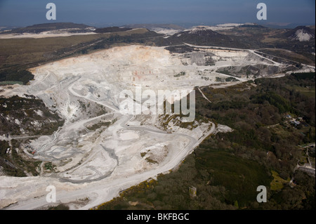 Aerial view of China Clay pits in Cornwall. Uk England Stock Photo