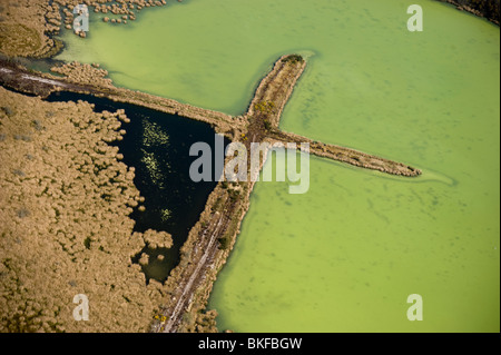 Aerial view of China Clay pits in Cornwall. Uk England Stock Photo