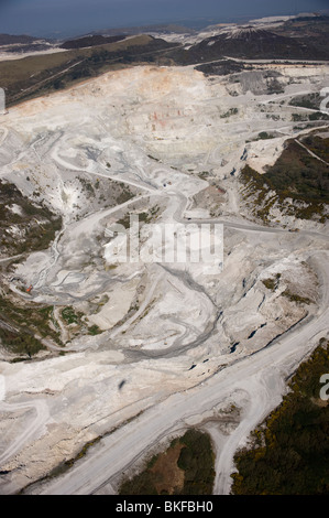 Aerial view of China Clay pits in Cornwall. Uk England Stock Photo