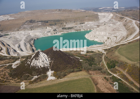 Aerial view of China Clay pits in Cornwall. Uk England Stock Photo