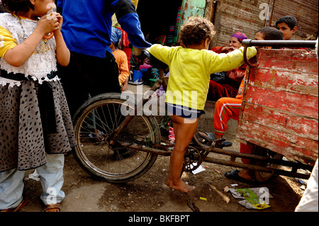 Zabbaleen community , mokkatam hills , cairo , Egypt Stock Photo