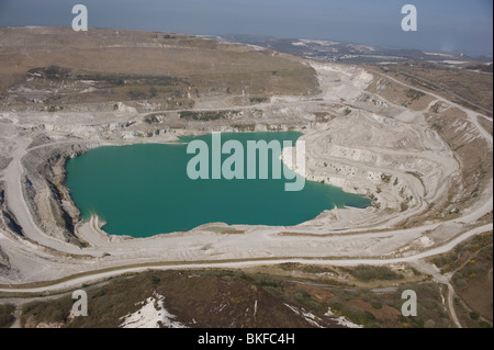 Aerial view of China Clay pits in Cornwall. Uk England Stock Photo