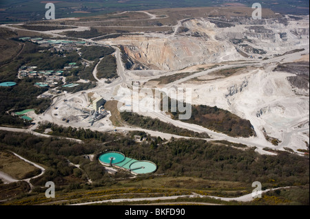 Aerial view of China Clay pits in Cornwall. Uk England Stock Photo