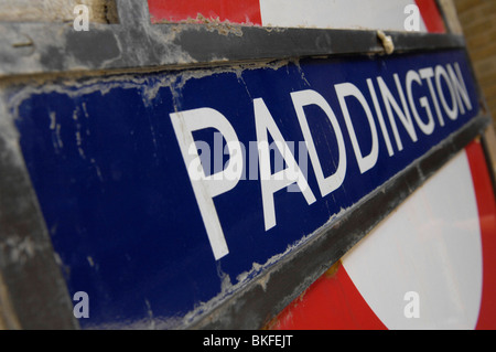 Paddington station underground sign in London, uk Stock Photo