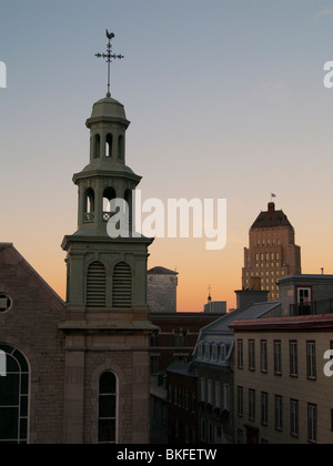 A sunset over the rooftops of Quebec City Canada Stock Photo