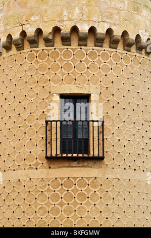 Round tower detail and window, Alcazar, Segovia, Spain Stock Photo