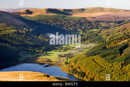 Talybont Reservoir and Glyn Collwn valley in the Brecon Beacons National Park, Powys, Wales, UK. Autumn (October) 2009 Stock Photo