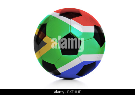 Football with South Africa flag isolated on a white background Stock Photo