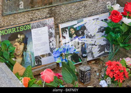 The grave of Jim Morrison, Pere Lachaise Cemetery, Paris Stock Photo