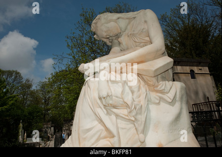 Frederic Chopin Memorial Sculpture on Tomb in Pere Lachaise Cemetery, Paris France Stock Photo