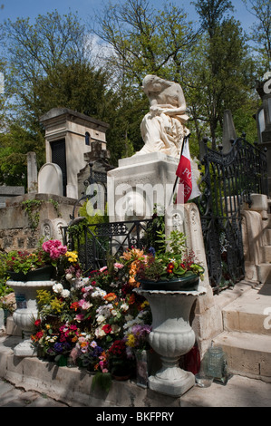 Frederic Chopin Memorial Sculpture on Tomb in Pere Lachaise Cemetery, Paris France, tombstone art Stock Photo