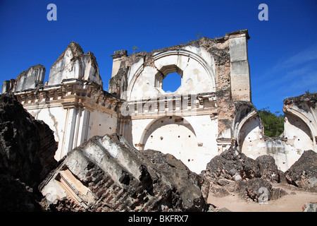 Ruins of the Church of La Recoleccion, destroyed by earthquake in 1700s, Antigua, Guatemala - Stock Photo
