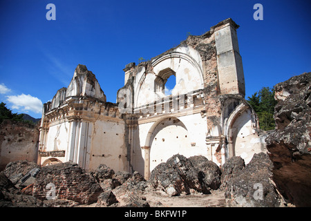 Ruins of the Church of La Recoleccion, destroyed by earthquake in 1700s, Antigua, Guatemala - Stock Photo
