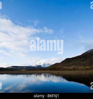 Autumn reflection of Bla Bheinn - Blaven in Loch Cill Chriosd, Isle of Skye, Scotland Stock Photo