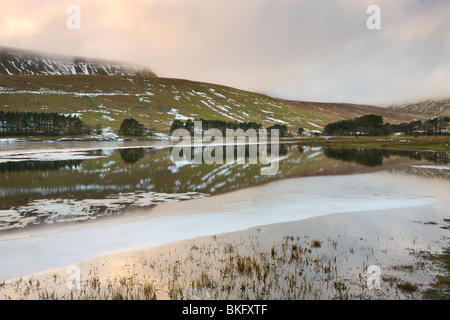 Upper Neuadd Reservoir, Brecon Beacons National Park, Powys, Wales, UK. Winter Stock Photo