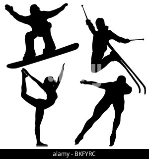 Black Winter Games Silhouettes. Stock Photo