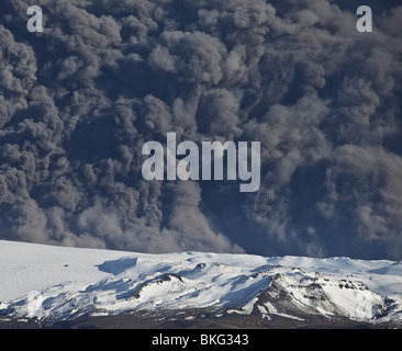 Volcanic Ash Cloud from Eyjafjallajokull Volcano Eruption, Iceland. Stock Photo