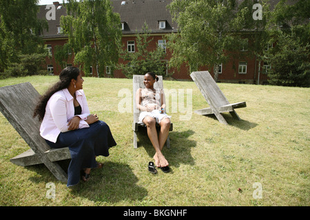 Female students in the campus, Jacobs University Bremen, Germany Stock Photo