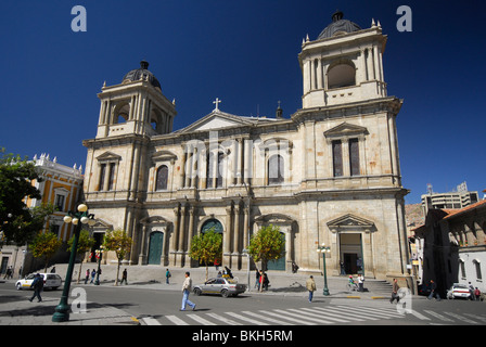 Cathedral, Murillo Square, central La Paz, capital of Bolivia, South America Stock Photo
