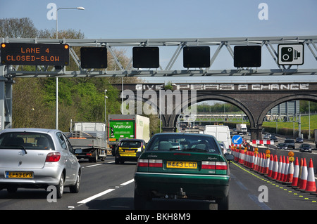 Heavy traffic on M25 Motorway, Greater London, England, United Kingdom Stock Photo