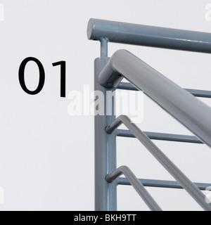 Detail of handrail and 01 sign. Stock Photo