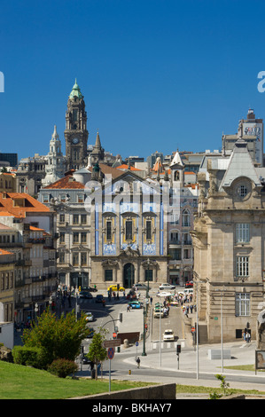 Portugal, the Costa Verde, Porto. The igreja dos Congregados and Torre dos Clérigos. the Praca Almeida Garrett Stock Photo