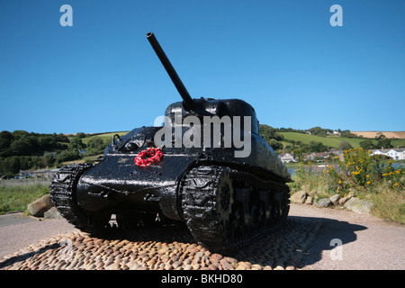 tank at Torcross, Devon, UK Stock Photo