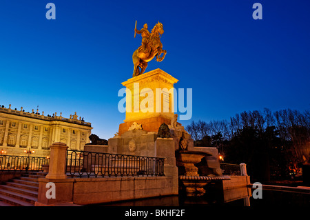 Felipe IV statue at Plaza de Oriente, Madrid, Spain Stock Photo