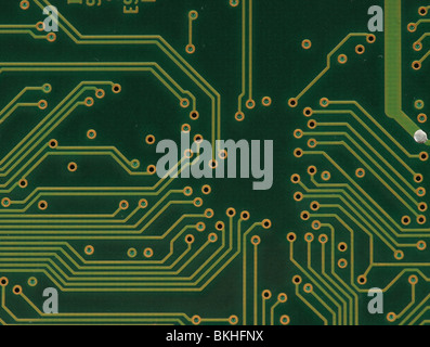 great image of tracks and connections on circuit board Stock Photo