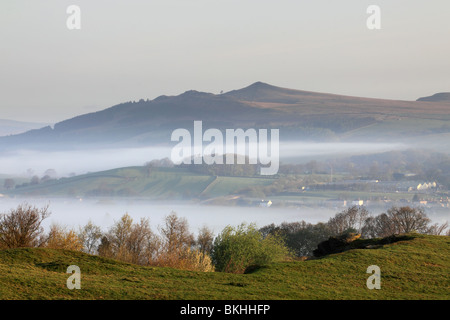 A dawn view of the hill known as Sharp Haw, which lies just within the boundaries of the Yorkshire Dales national par, near Skipton in North Yorkshire Stock Photo