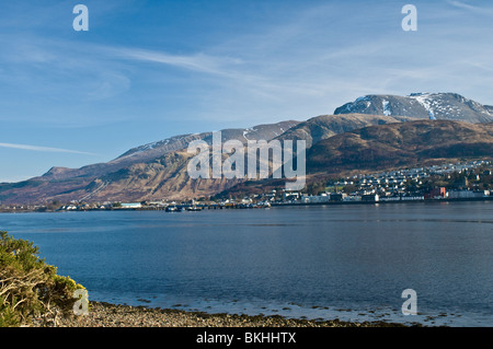 Ben Nevis above Fort William with Loch Linnhe Highland Scotland Stock Photo