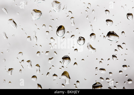 Raindrops on a window pane Stock Photo