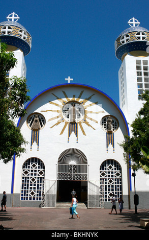 The vividlu unique architecture of Cathedral of 'Nuestra Señora de la Soledad',Acapulco,Mexico Stock Photo