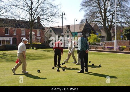 The bowling green in Market Place, Cannock, Staffordshire, England, UK Stock Photo