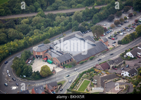 An aerial view of the town of Stroud in Gloucestershire UK with the Waitrose Store Stock Photo